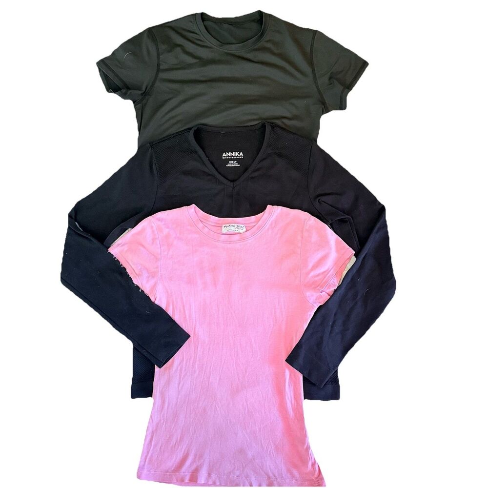 Michael Stars Pink Original Tee Annika Long Sleeve Lot Of 3 Woman's Tops Size S